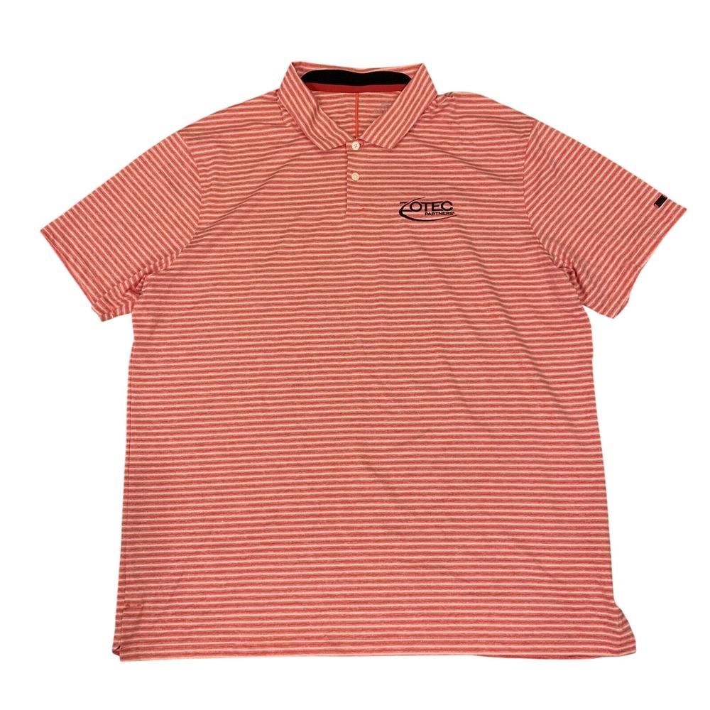 Nike Golf Polo Mens XL Red Striped Tiger Woods Collection Dri-FIT Short Sleeve